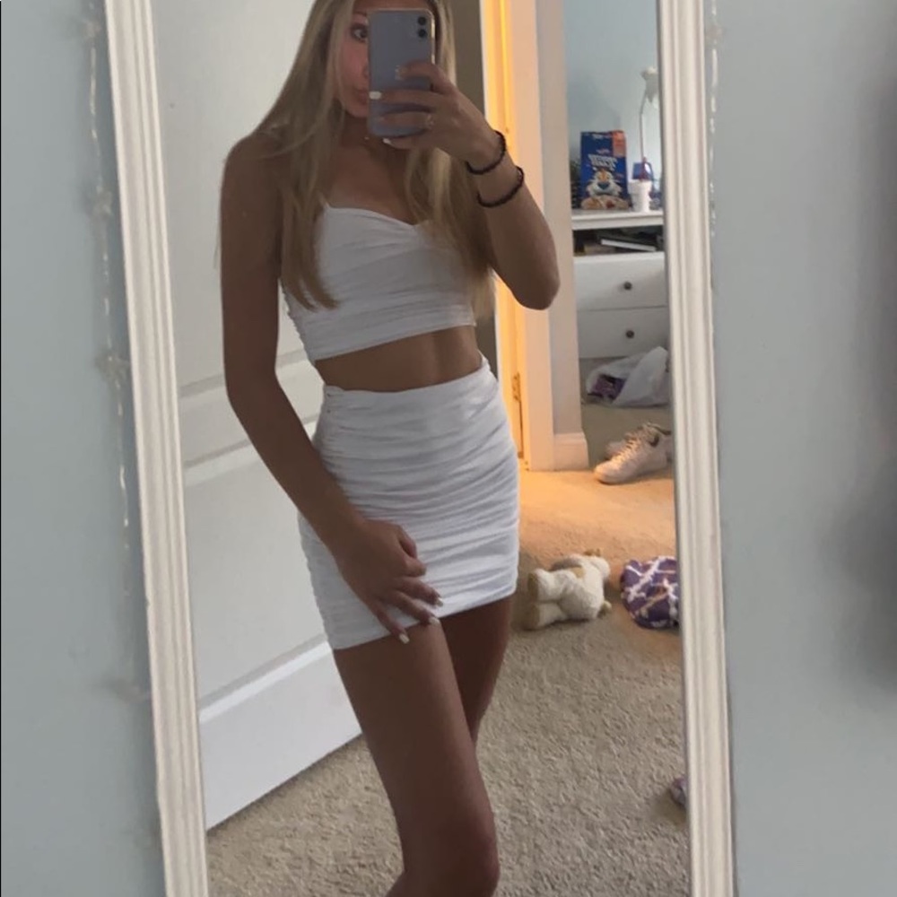 Rouched skirt and top set